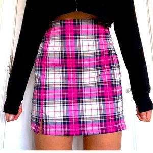 Pink plaid brandy Melville skirt
